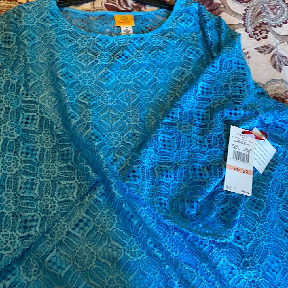 Beautiful blue lace top with shell included
